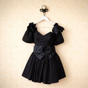 Alan Cherry vintage prom salsa flamenco 80’s dance bow embellished dress XS/S